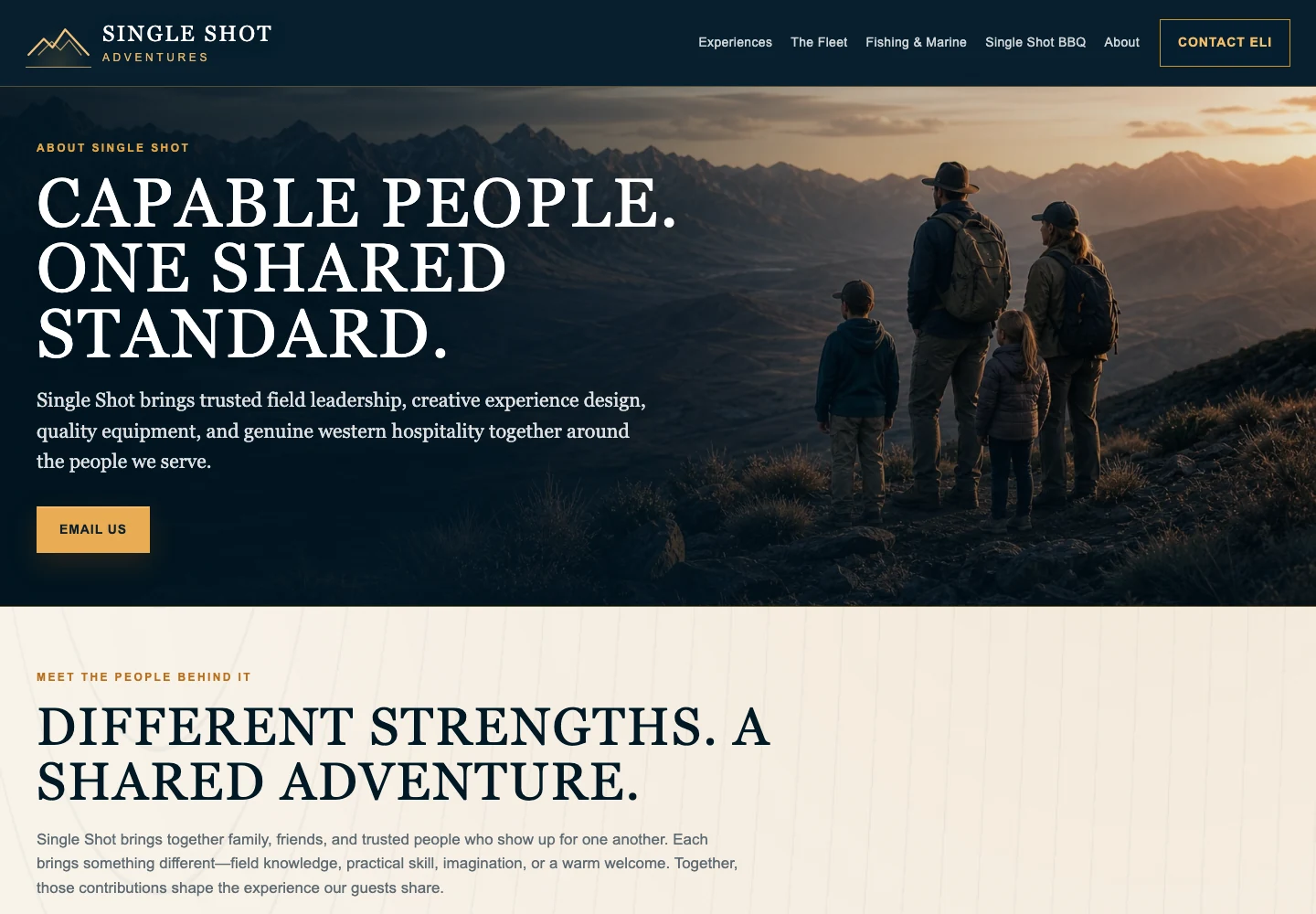 Existing Single Shot about page rendering