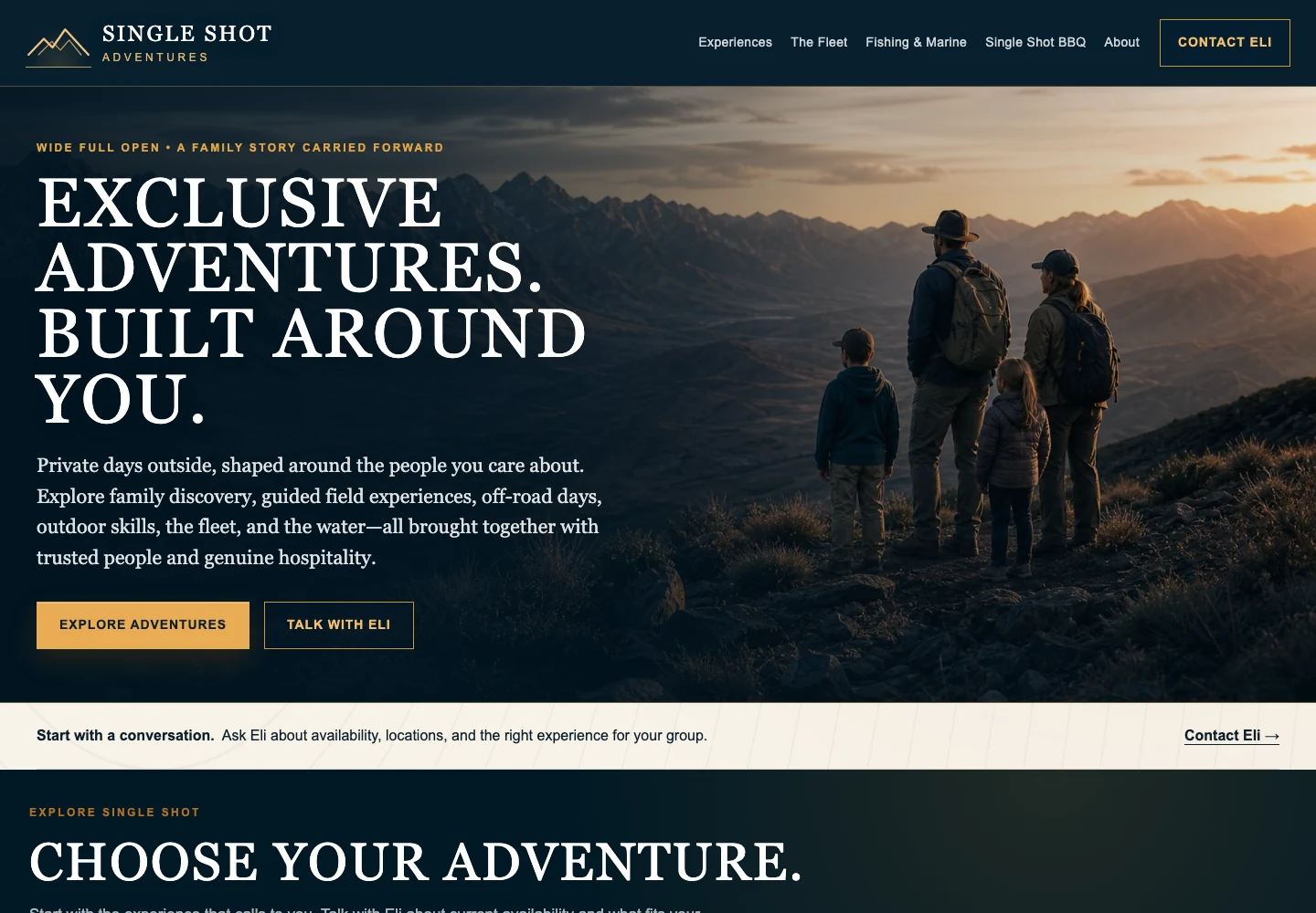 Single Shot homepage design